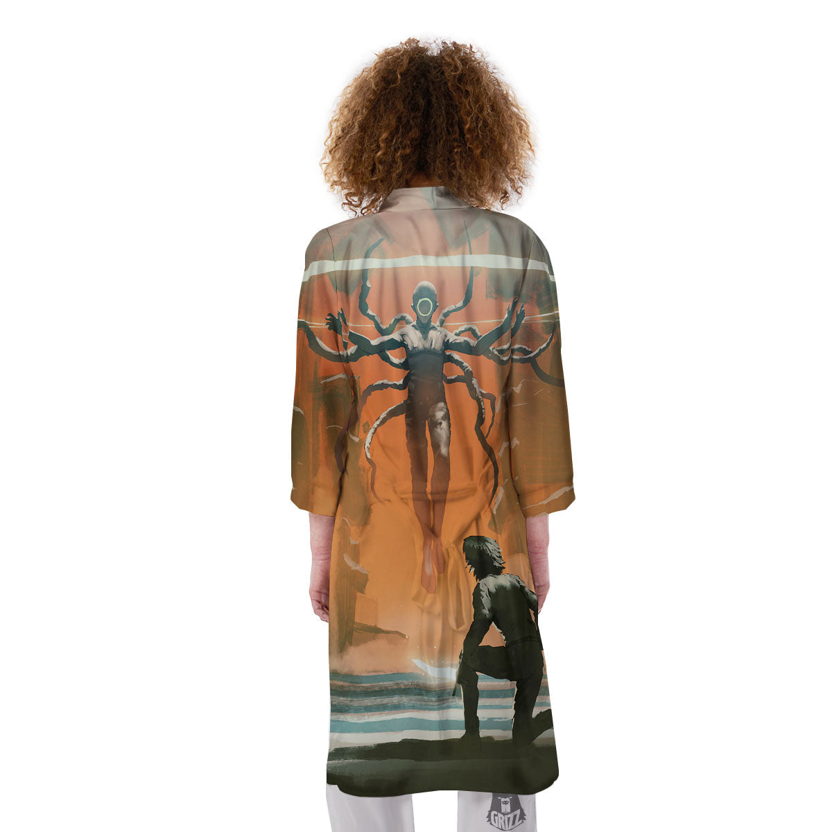 Fight With Alien Print Kimono-grizzshop