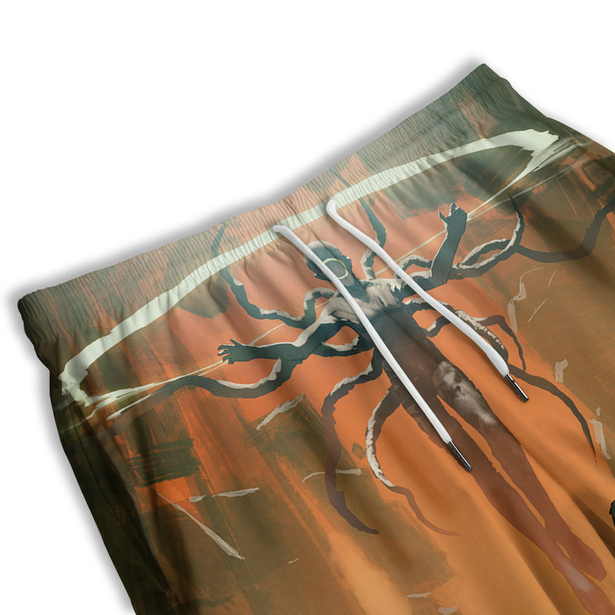 Fight With Alien Print Men's Athletic Shorts