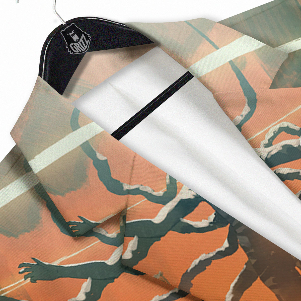 Fight With Alien Print Men's Sport Coat-grizzshop
