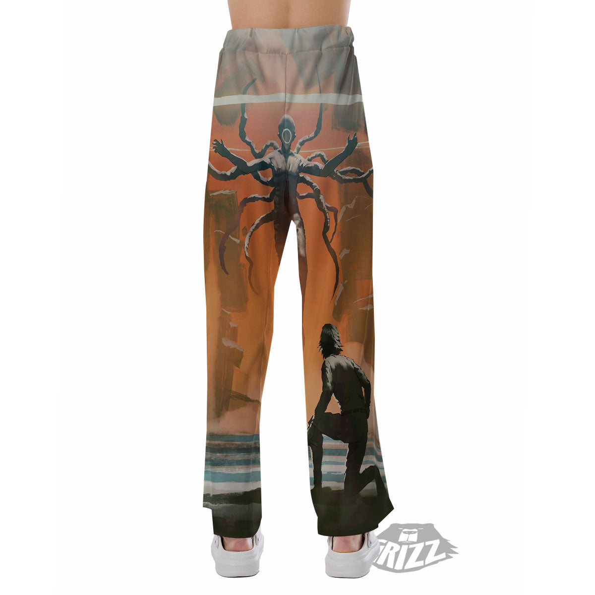 Fight With Alien Print Pajama Pants-grizzshop