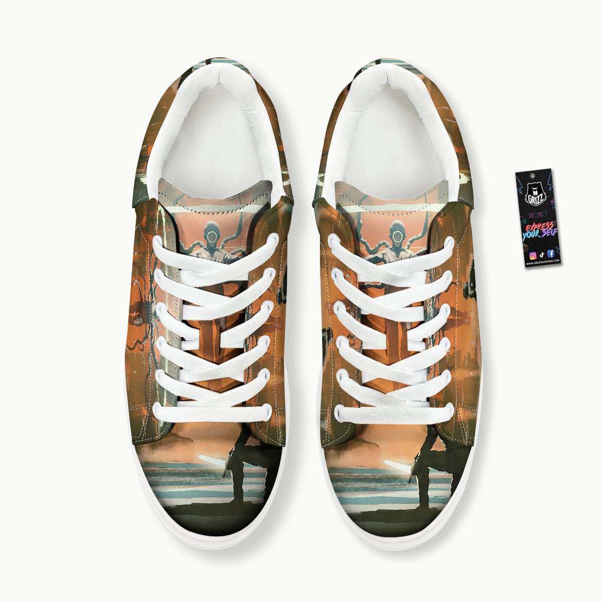 Fight With Alien Print Platform Shoes-grizzshop
