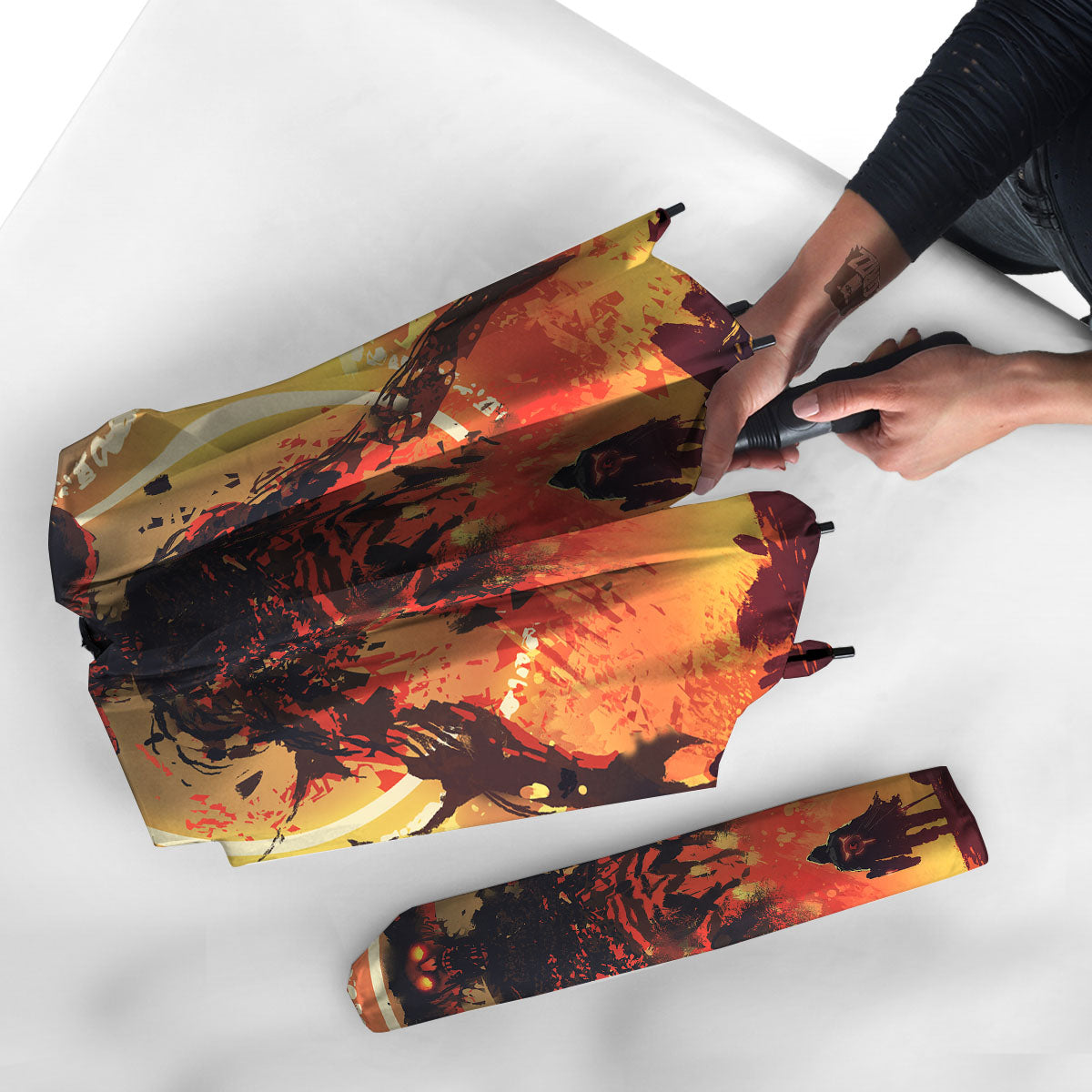 Fight With Demon Print Umbrella-grizzshop