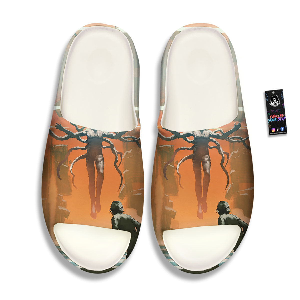 Fight With Alien Print Sandals-grizzshop