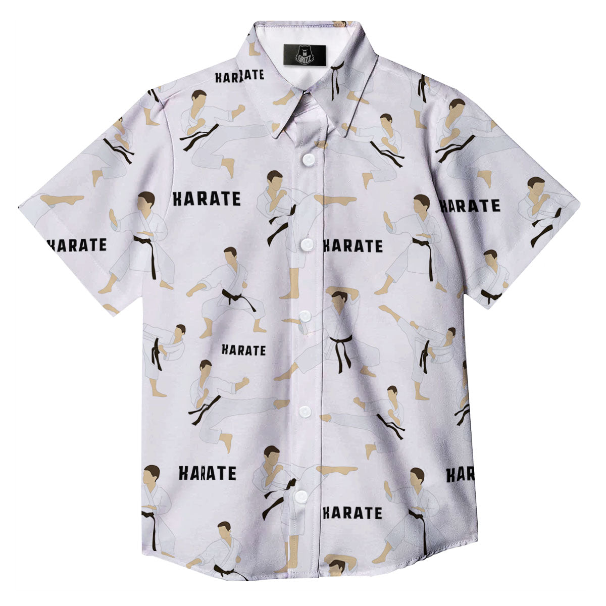 Fighter Karate Print Pattern Button Up Shirt-grizzshop