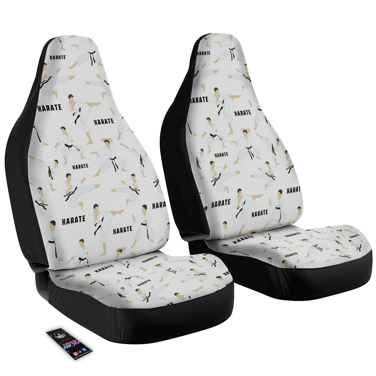 Fighter Karate Print Pattern Car Seat Covers-grizzshop