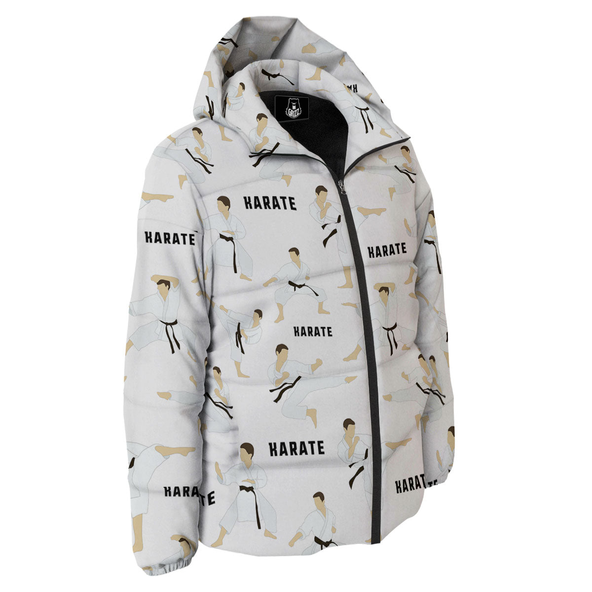 Fighter Karate Print Pattern Down Jacket-grizzshop