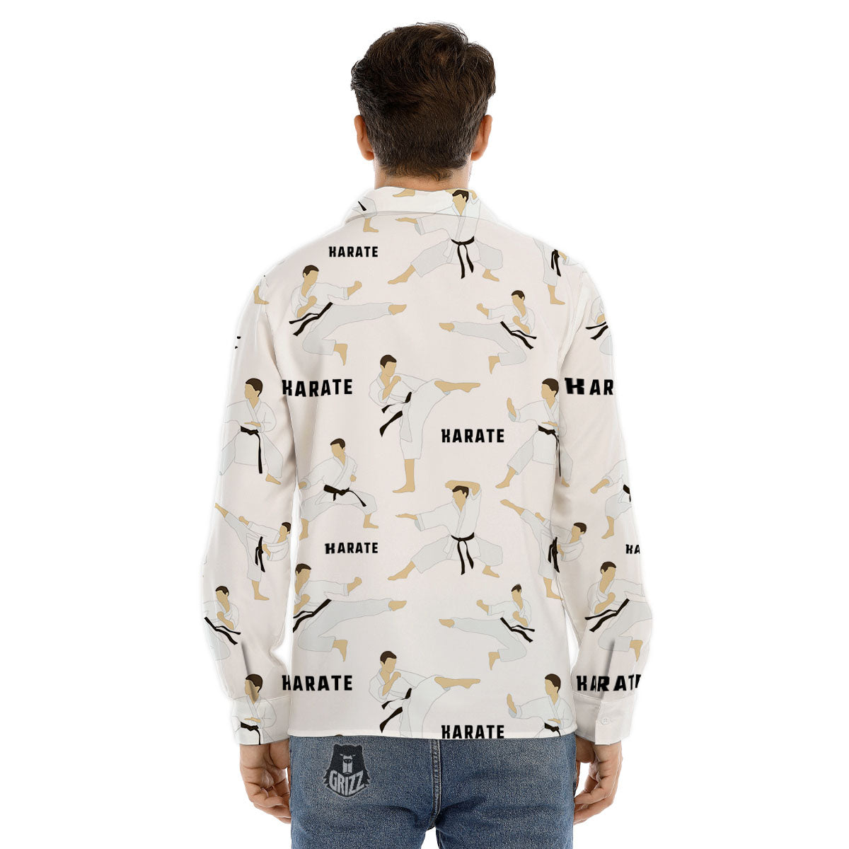 Fighter Karate Print Pattern Men's Dress Shirts-grizzshop