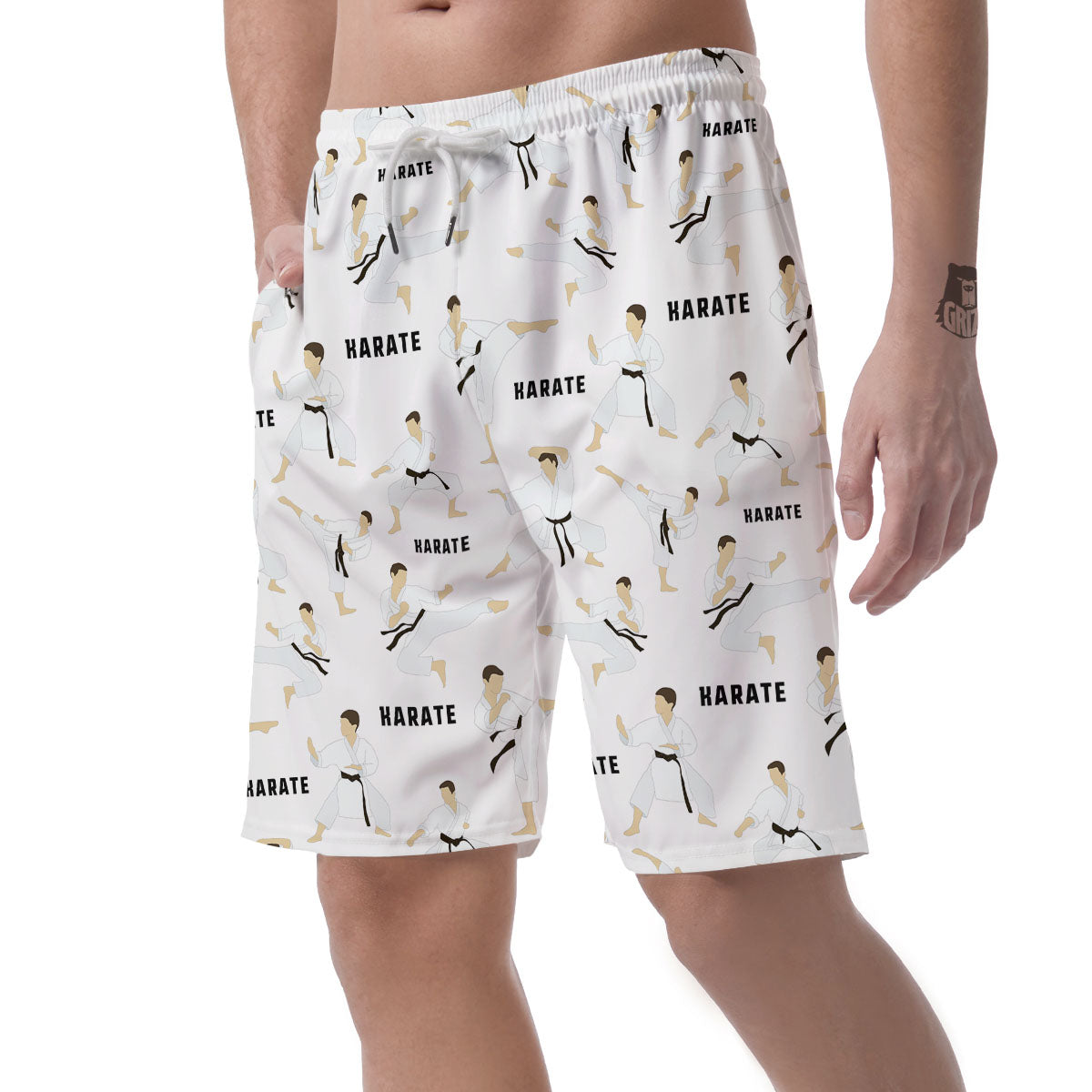Fighter Karate Print Pattern Men's Shorts-grizzshop