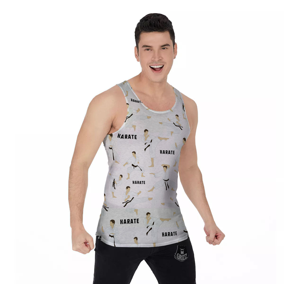 Fighter Karate Print Pattern Men's Tank Top-grizzshop