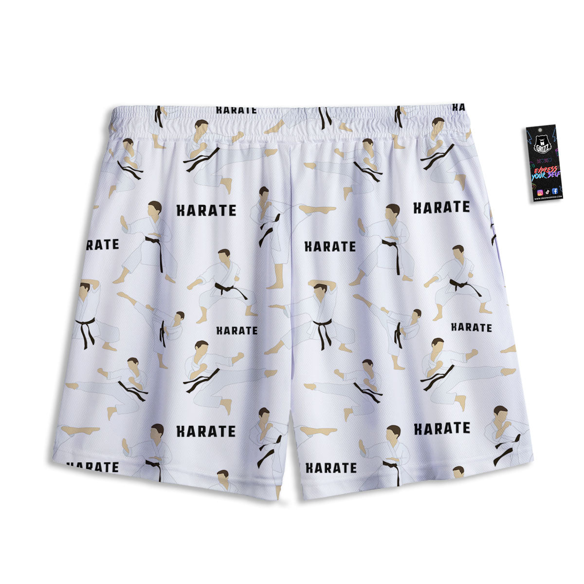 Fighter Karate Print Pattern Mesh Shorts-grizzshop