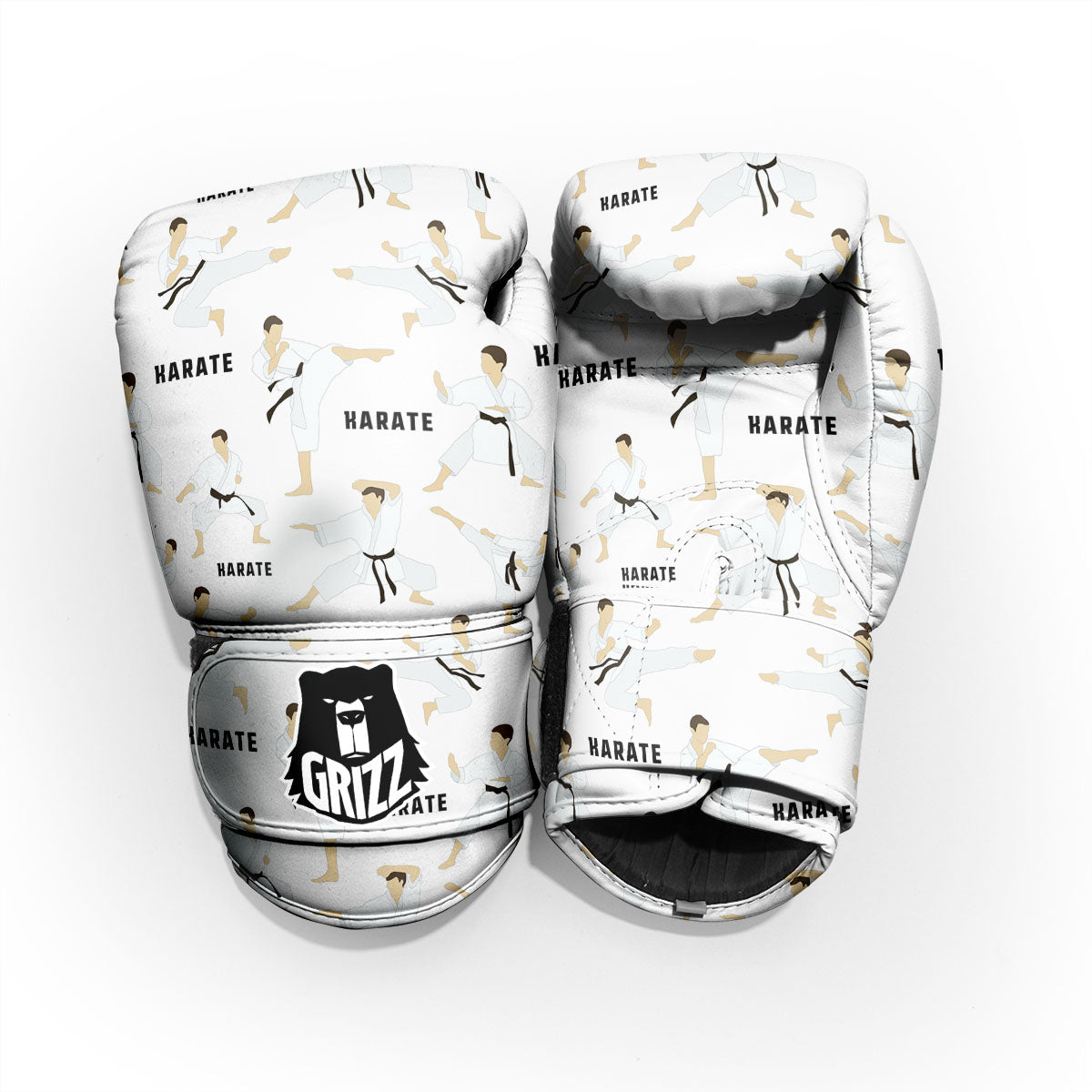 Fighter Karate Print Pattern Sparring Gloves-grizzshop