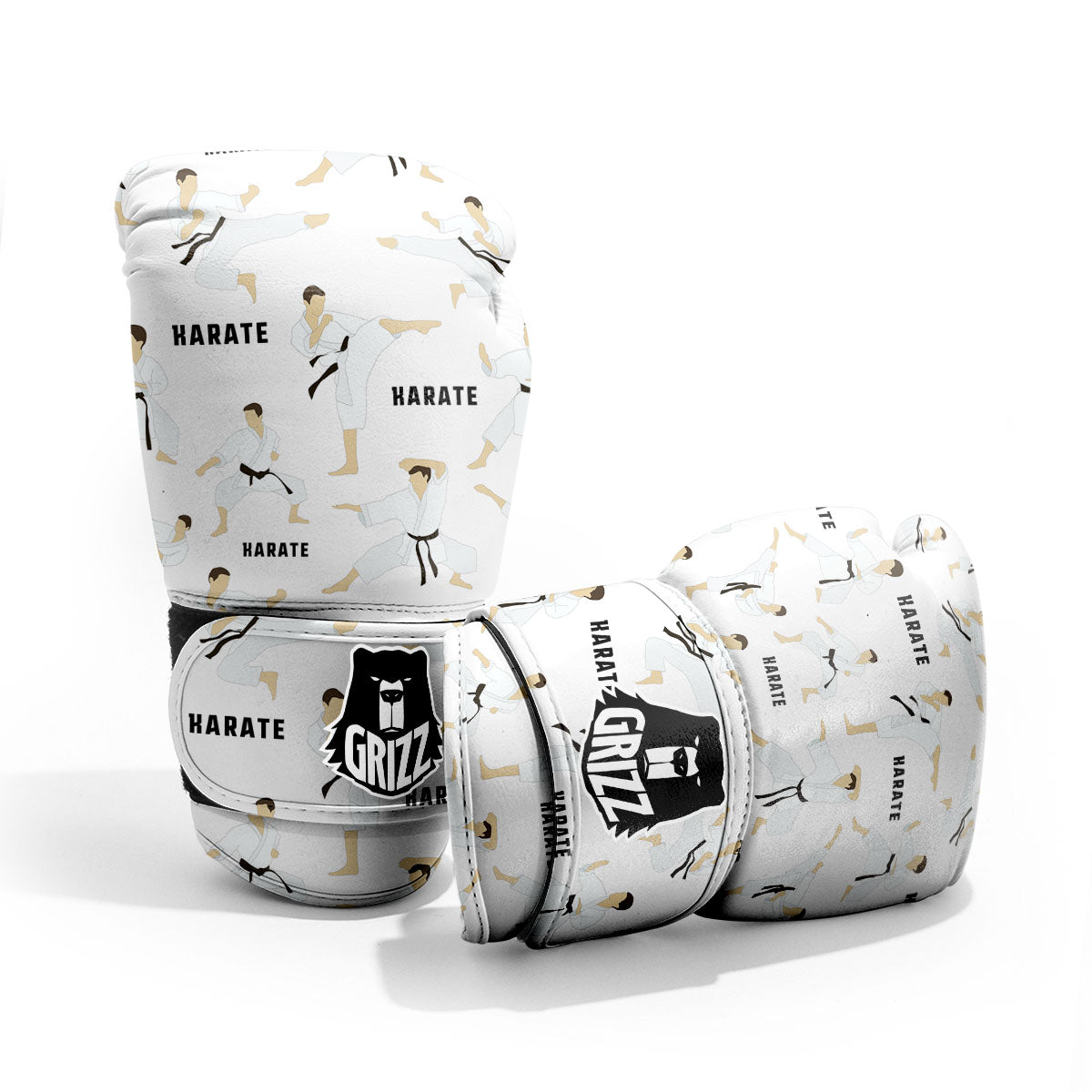 Fighter Karate Print Pattern Sparring Gloves-grizzshop