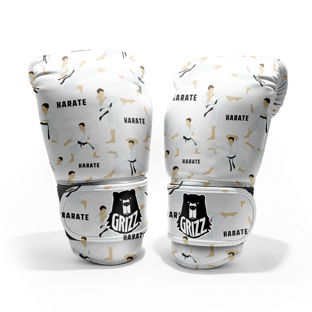 Fighter Karate Print Pattern Sparring Gloves-grizzshop
