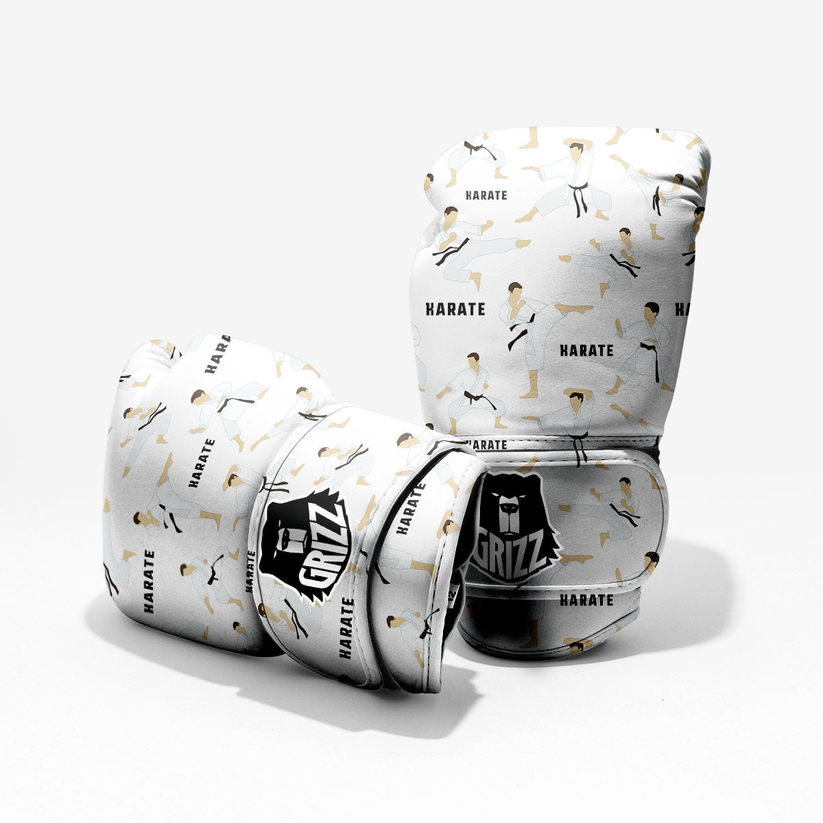 Fighter Karate Print Pattern Sparring Gloves-grizzshop