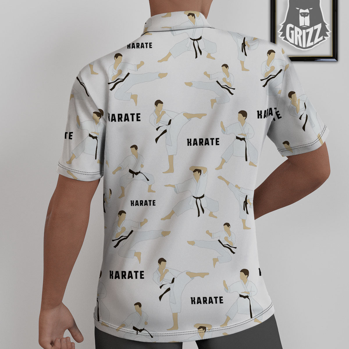 Fighter Karate Print Pattern Untucked Shirts-grizzshop