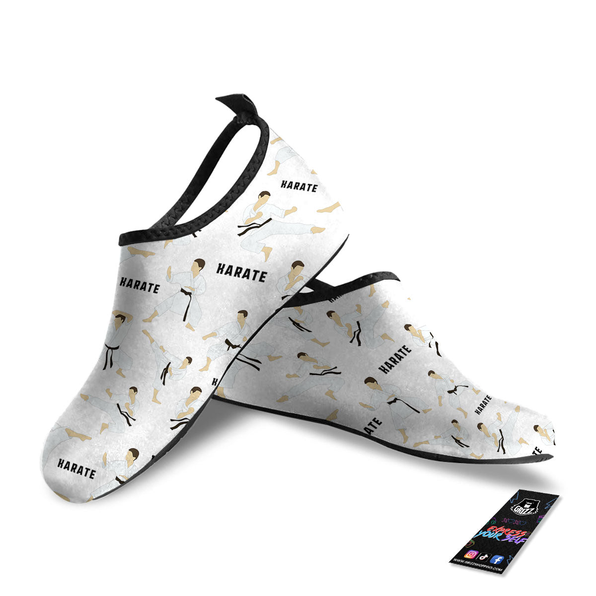 Fighter Karate Print Pattern Water Shoes-grizzshop