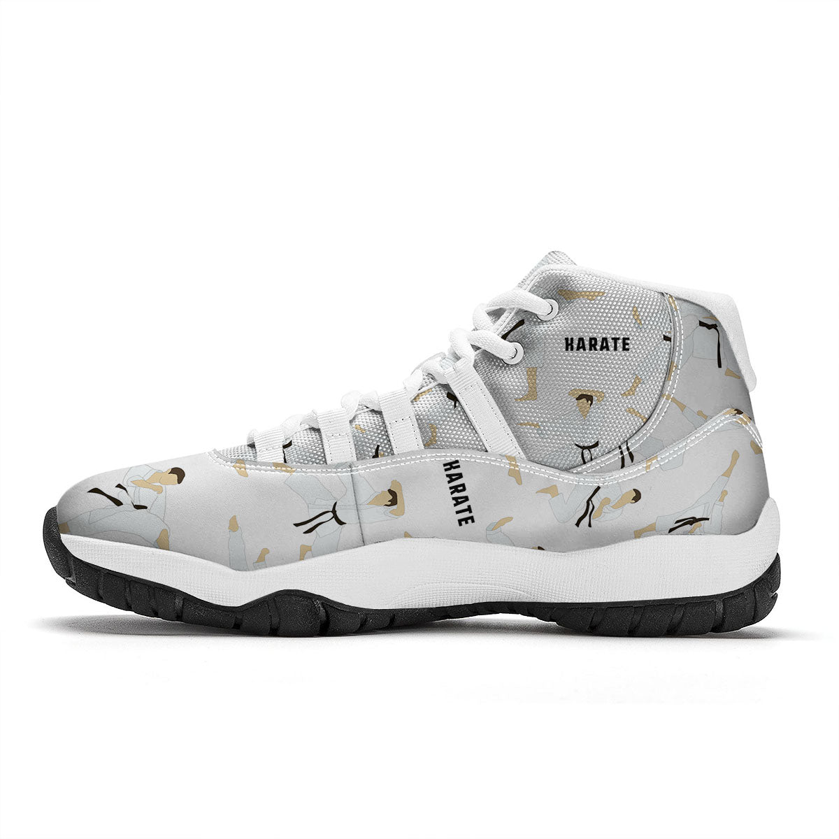 Fighter Karate Print Pattern White Bball Shoes-grizzshop