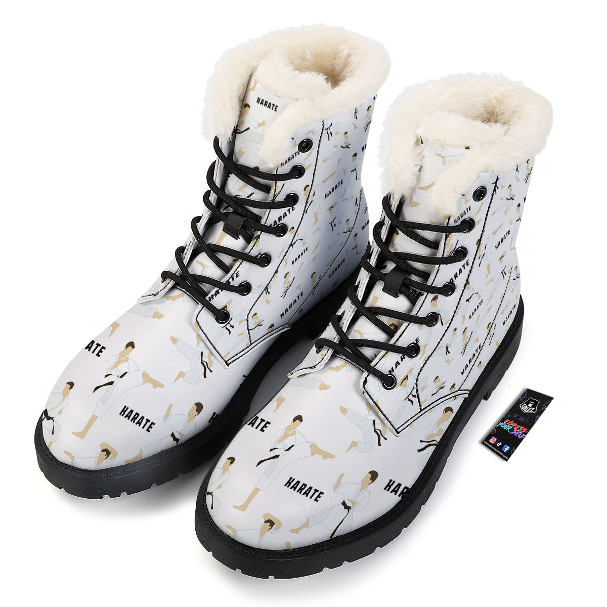 Fighter Karate Print Pattern Winter Boots-grizzshop