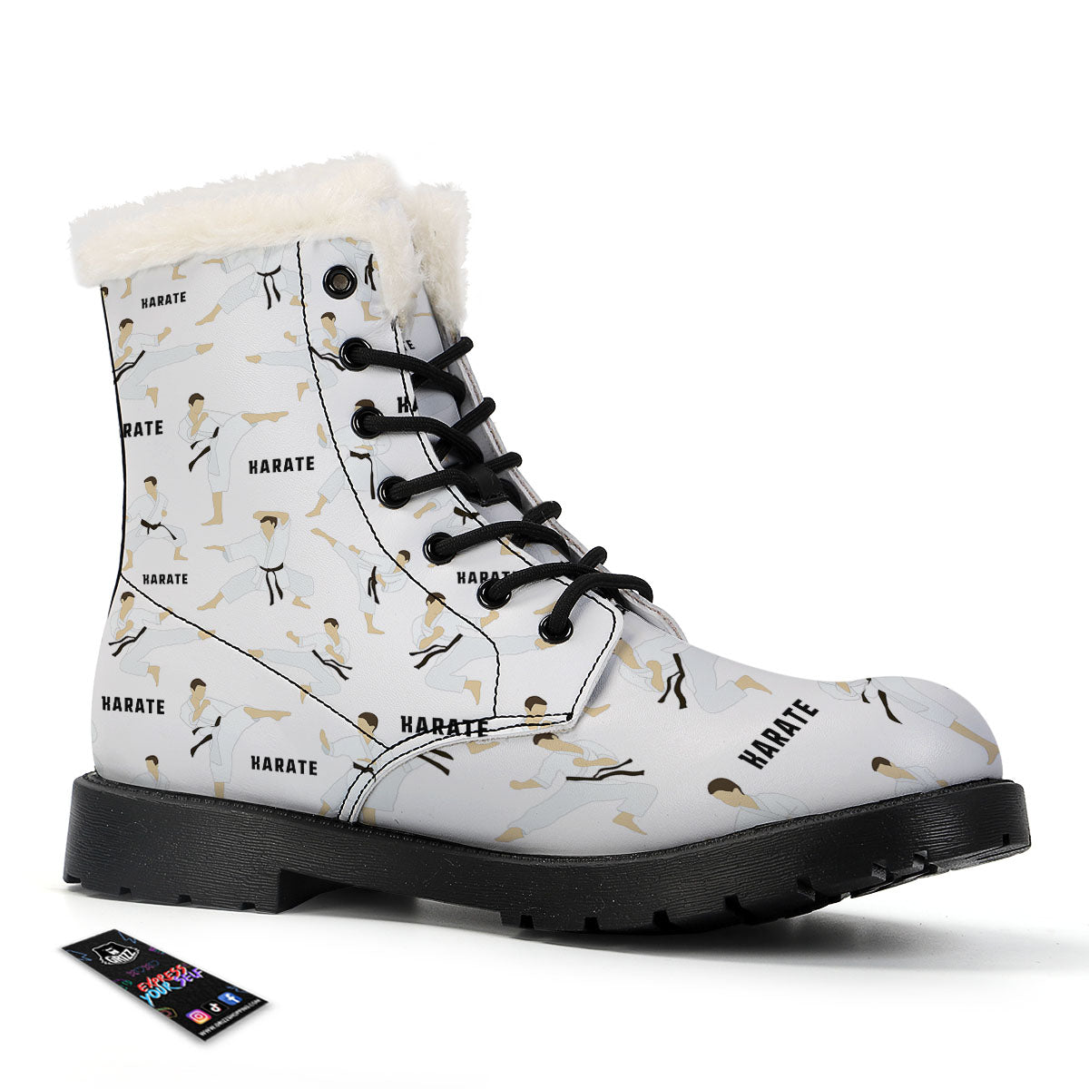 Fighter Karate Print Pattern Winter Boots-grizzshop