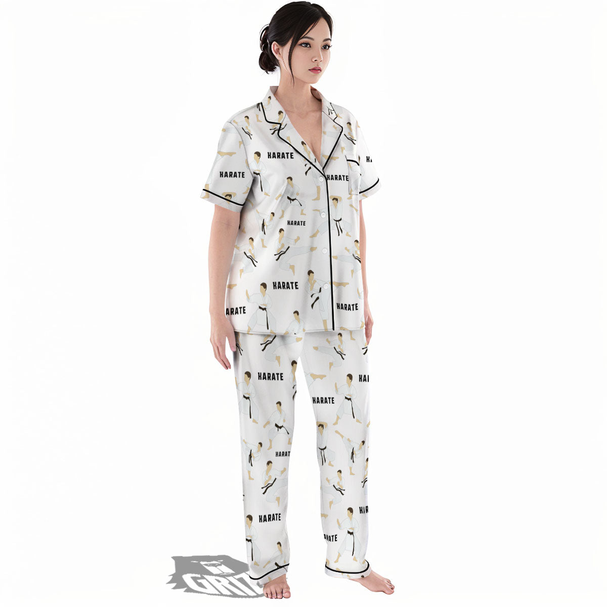 Fighter Karate Print Pattern Women's Pajamas Set-grizzshop
