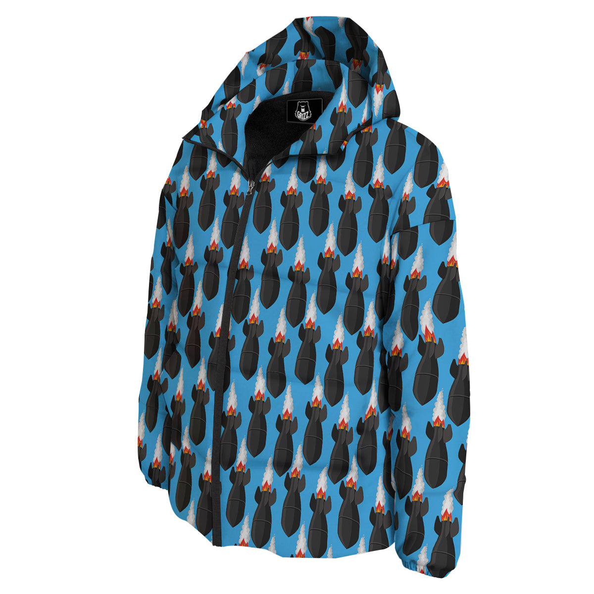 Fighting Rocket Air Bomb Print Pattern Down Jacket-grizzshop