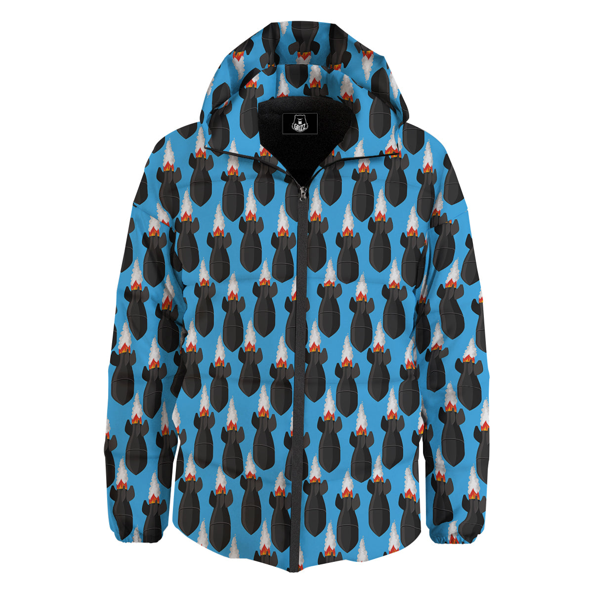 Fighting Rocket Air Bomb Print Pattern Down Jacket-grizzshop