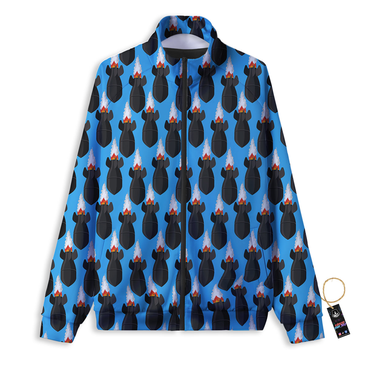 Fighting Rocket Air Bomb Print Pattern Track Jacket-grizzshop