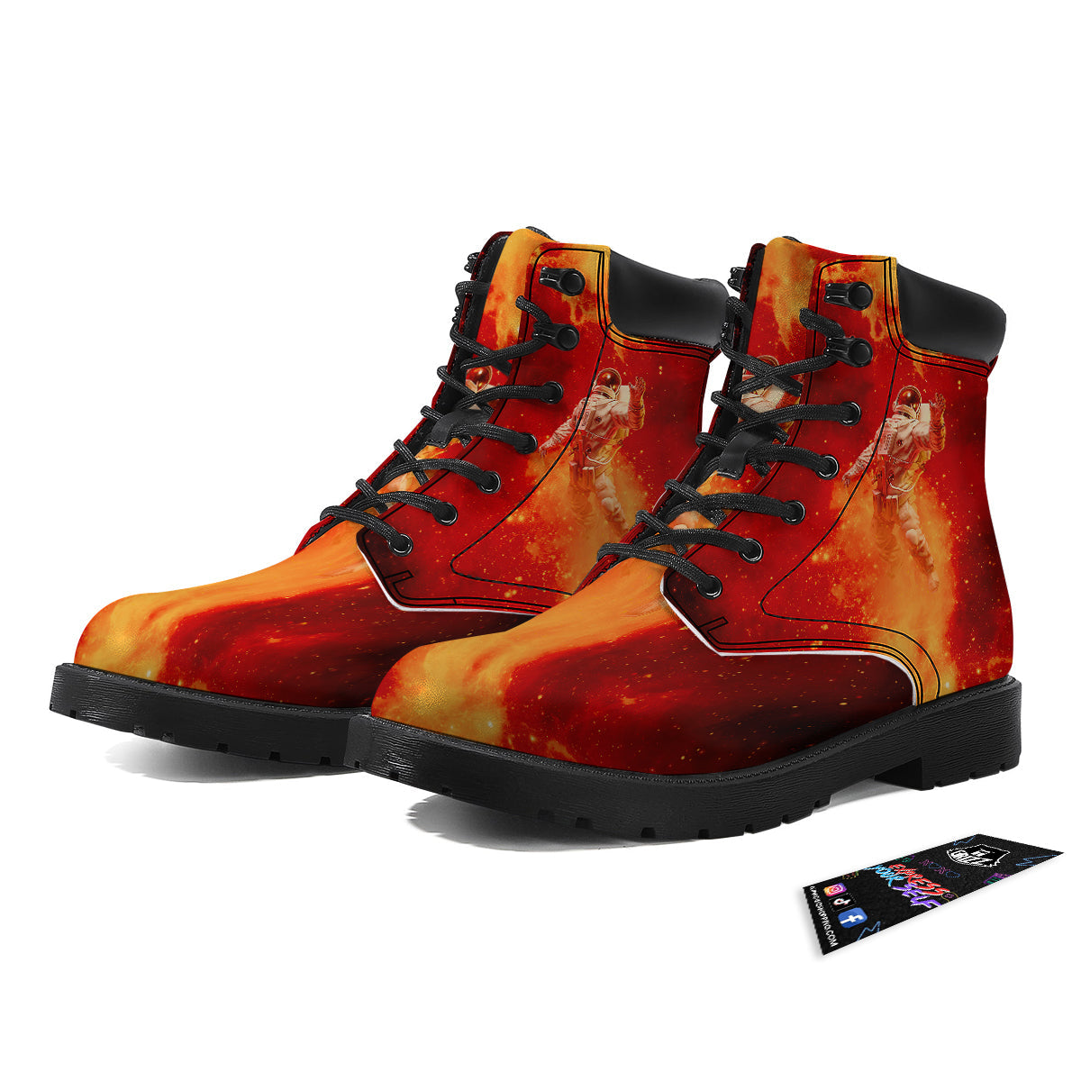Fire Astronaut Print Boots-grizzshop