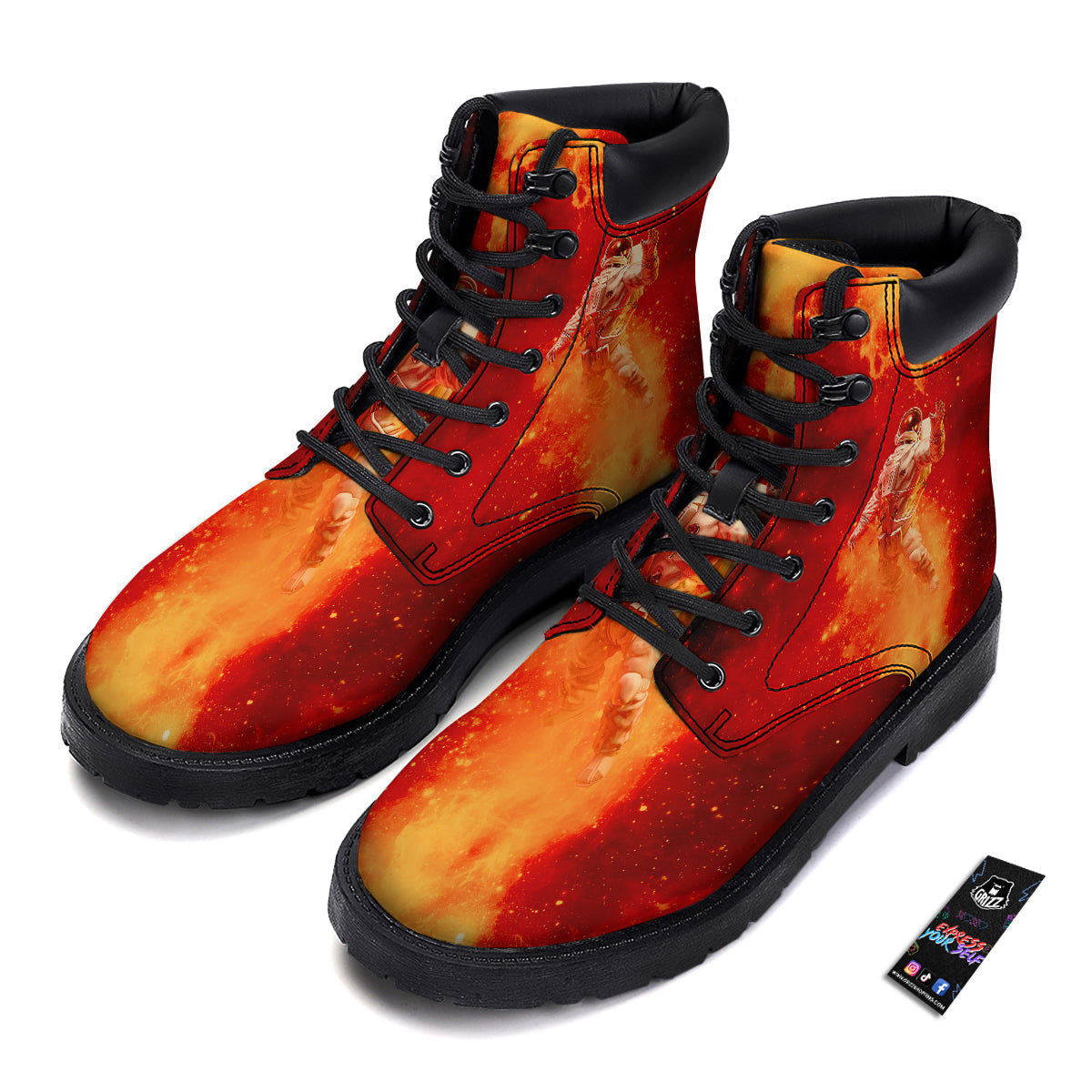 Fire Astronaut Print Boots-grizzshop
