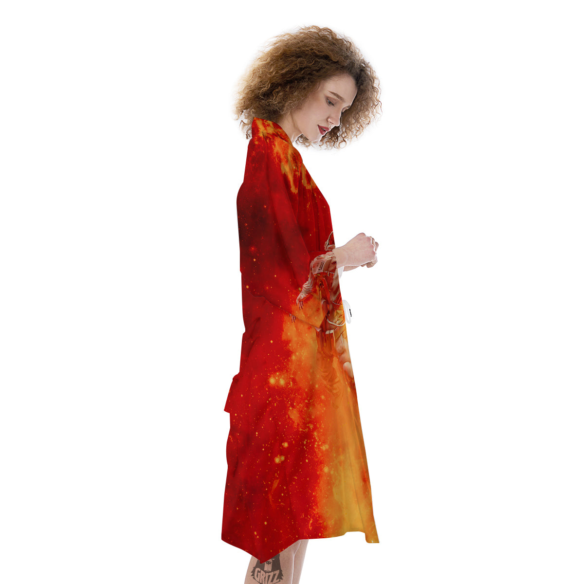 Fire Astronaut Print Kimono-grizzshop