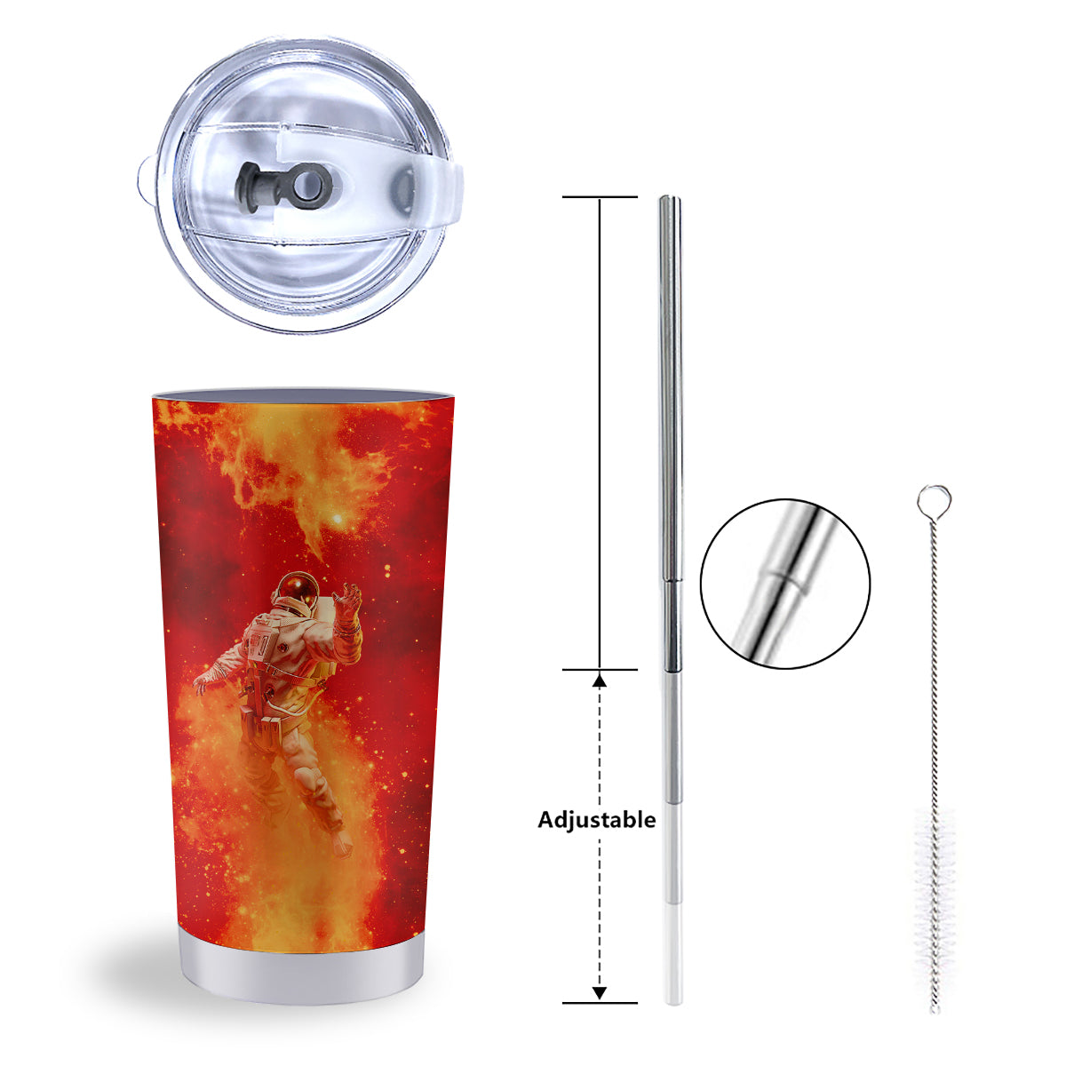 Fire Astronaut Print Tumbler-grizzshop
