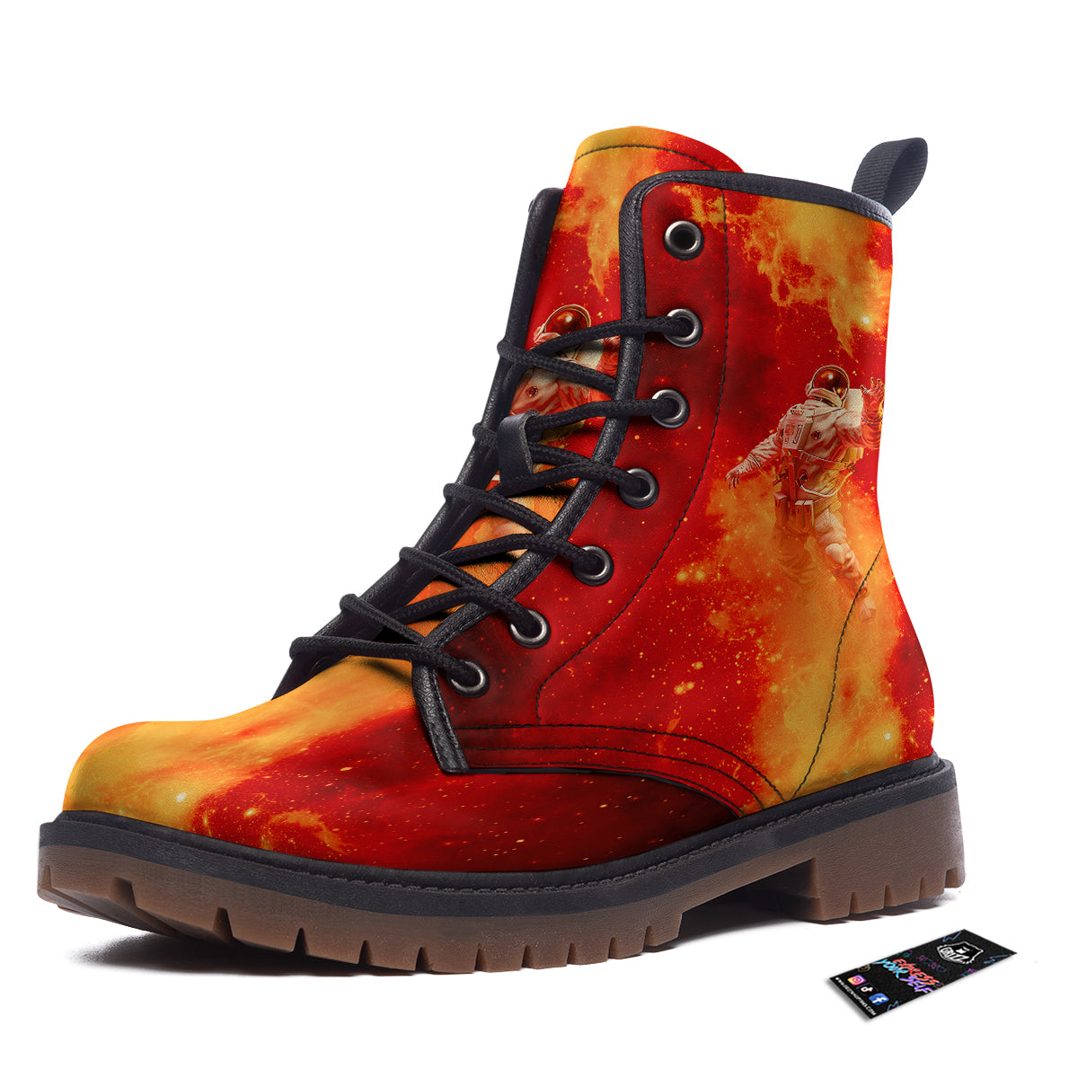 Fire Astronaut Print Work Boots-grizzshop