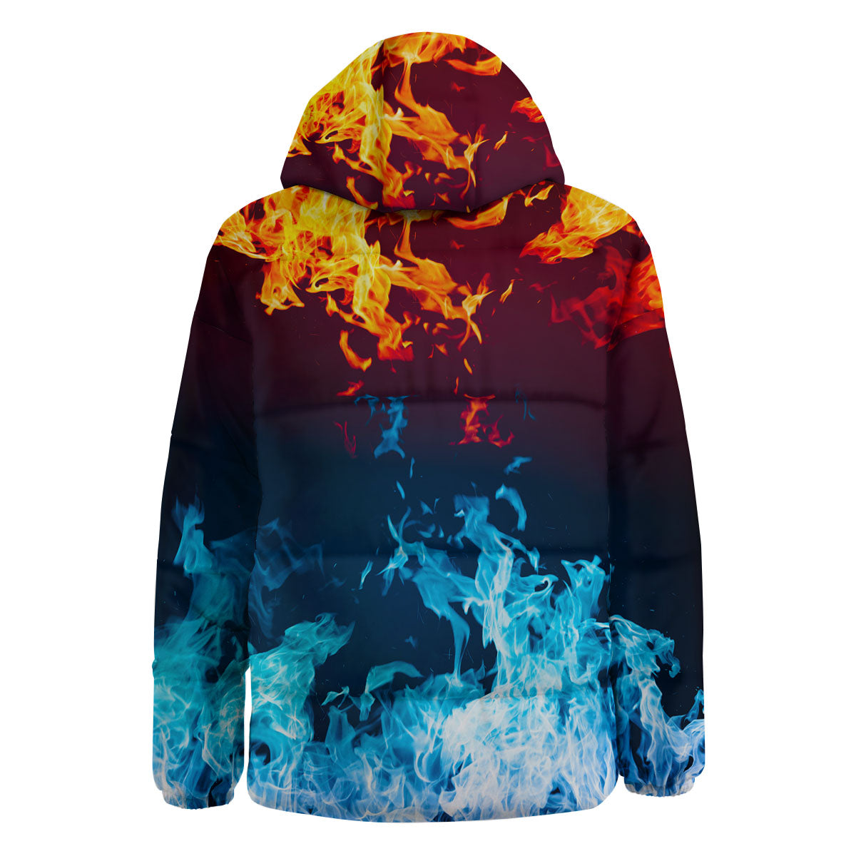 Fire Blue And Red Print Down Jacket-grizzshop