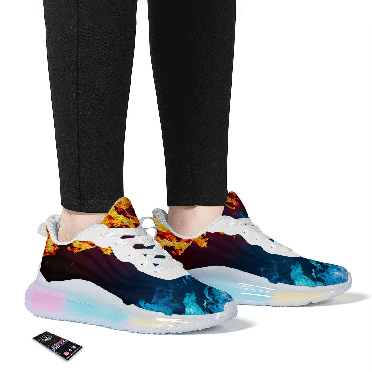 Fire Blue And Red Print Running Sneakers-grizzshop