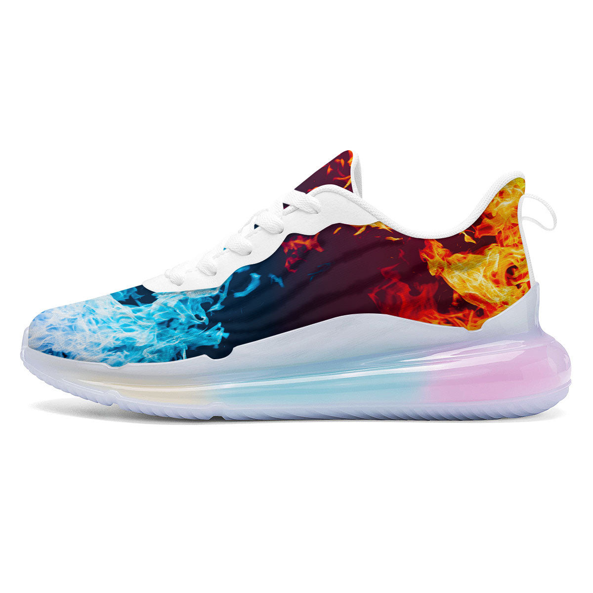 Fire Blue And Red Print Running Sneakers-grizzshop