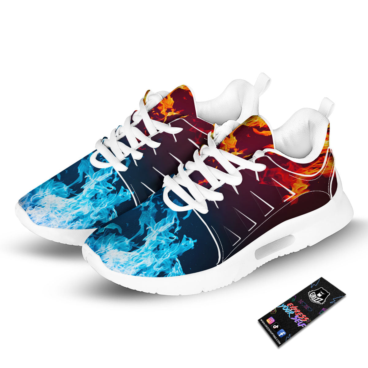 Fire Blue And Red Print Tennis Shoes-grizzshop