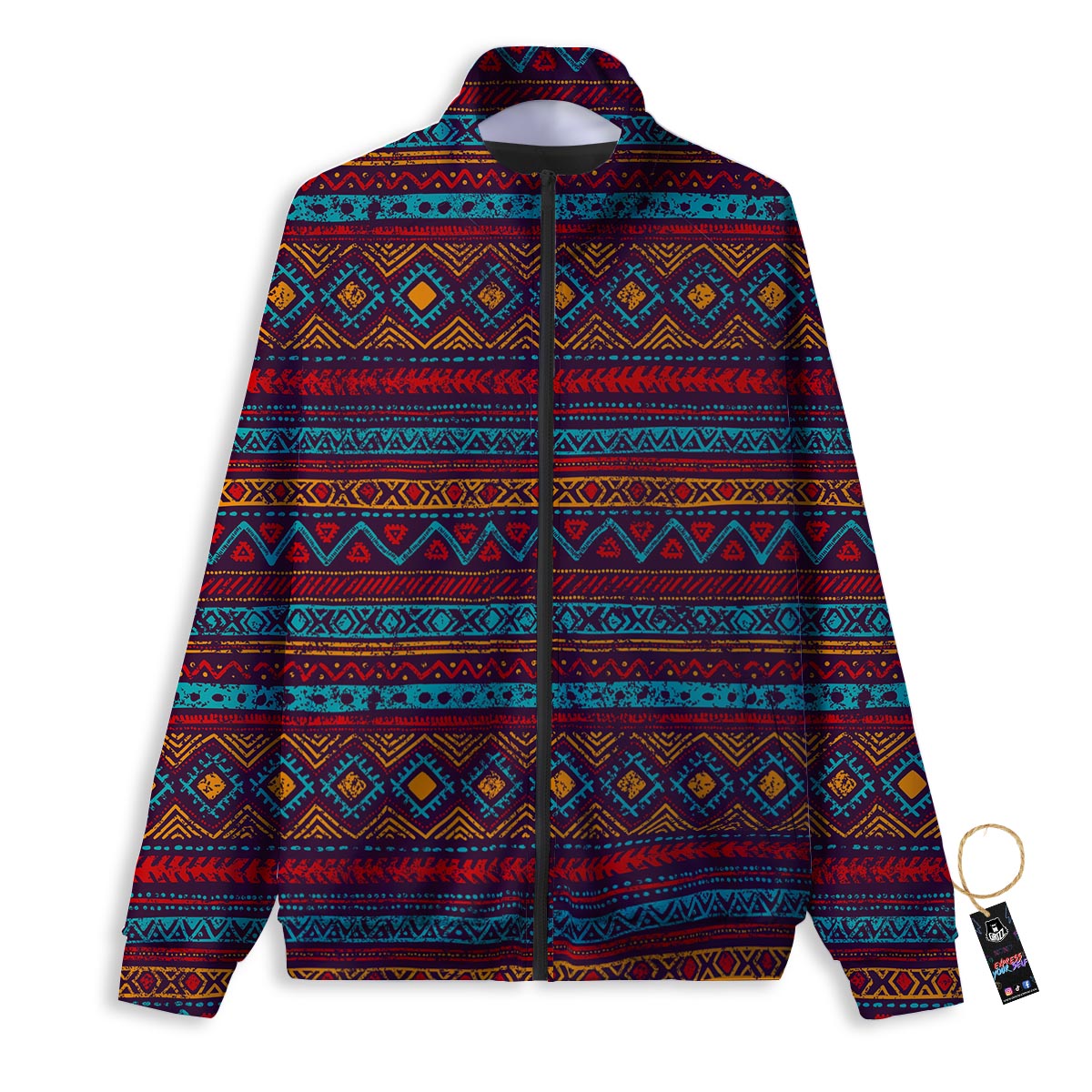 Fire Blue And Red Print Track Jacket-grizzshop