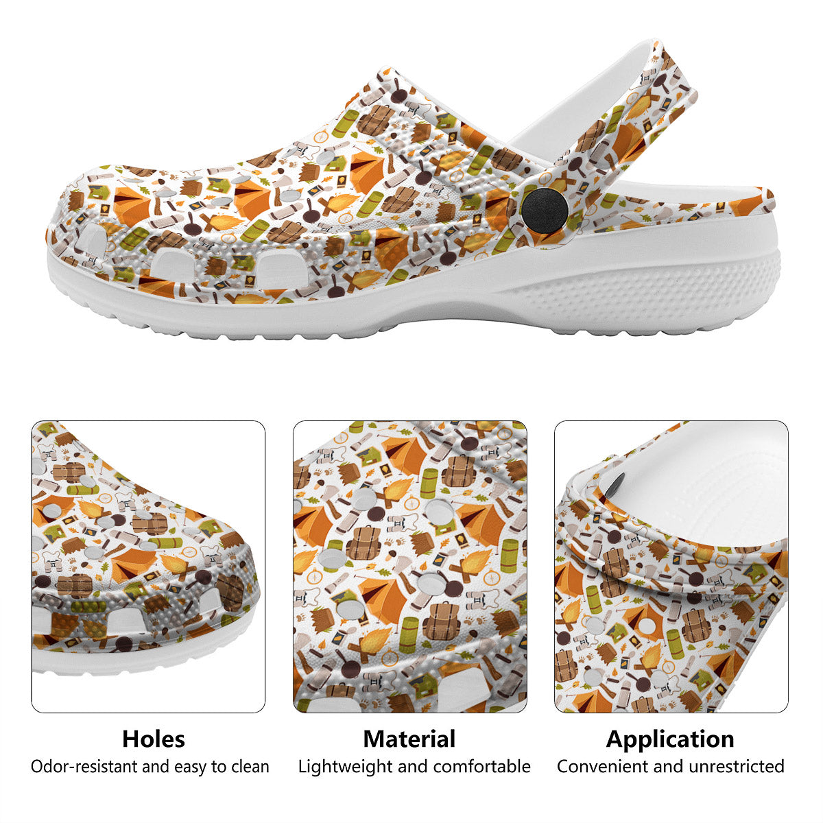 Fire Camping Print Pattern Clog-grizzshop