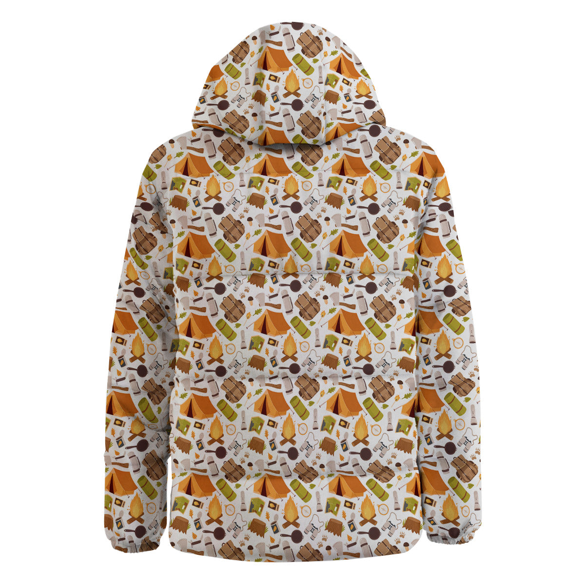 Fire Camping Print Pattern Down Jacket-grizzshop