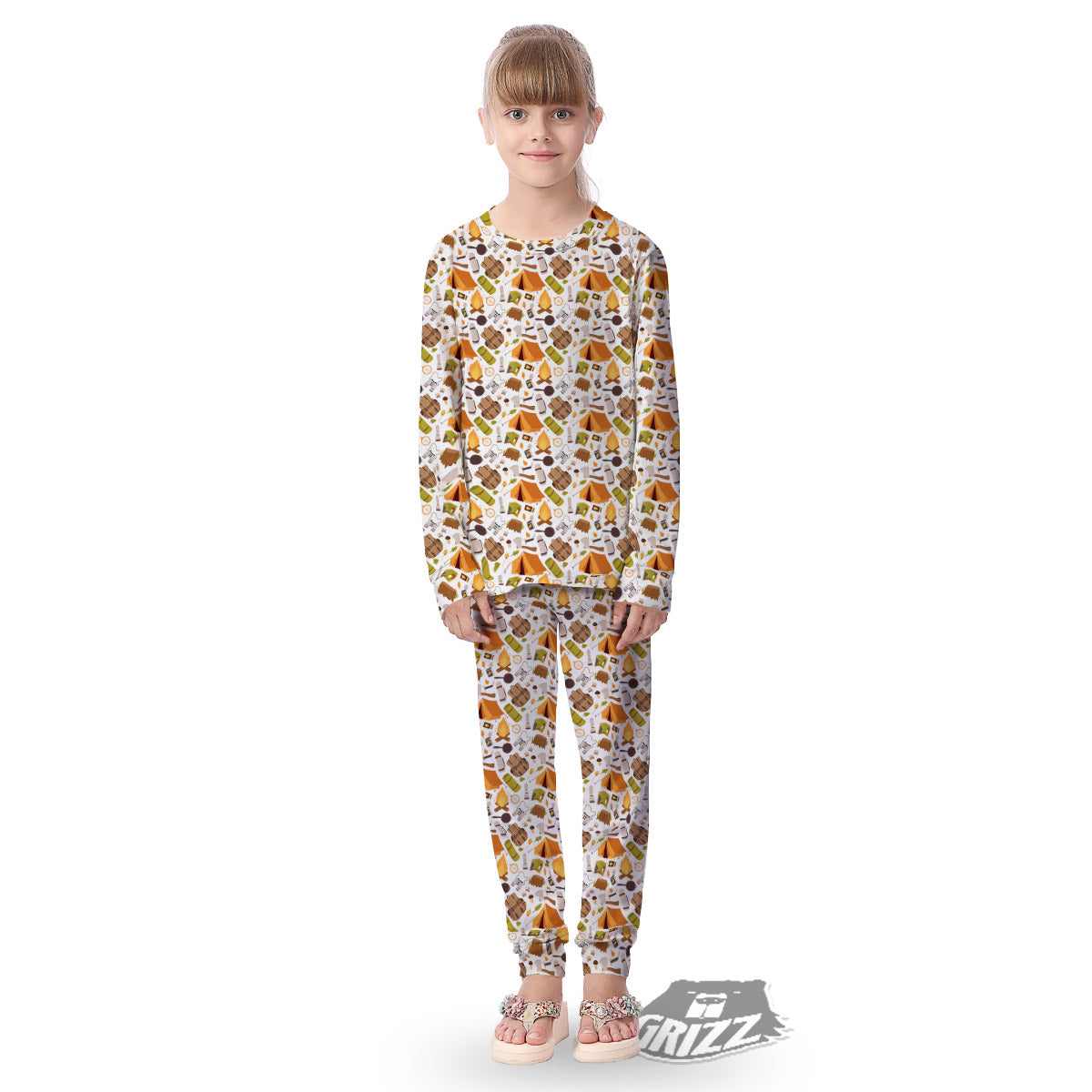 Fire Camping Print Pattern Kid's Pajamas-grizzshop