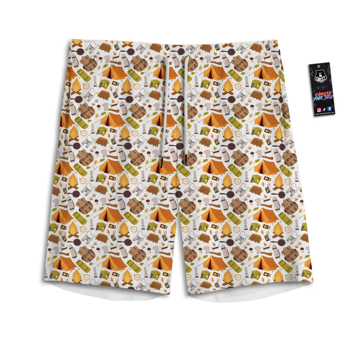 Fire Camping Print Pattern Men's Athletic Shorts