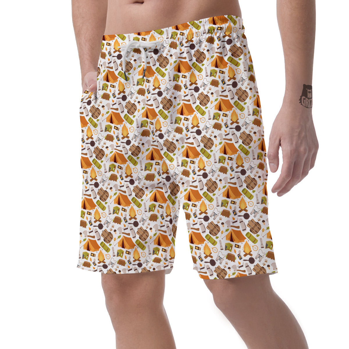 Fire Camping Print Pattern Men's Shorts-grizzshop
