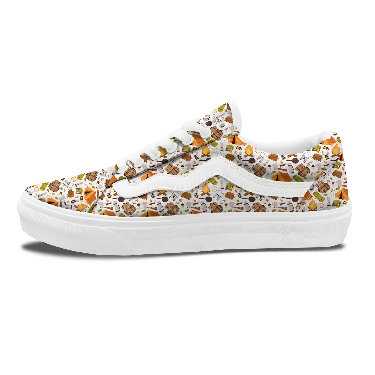 Fire Camping Print Pattern Skate Shoes-grizzshop