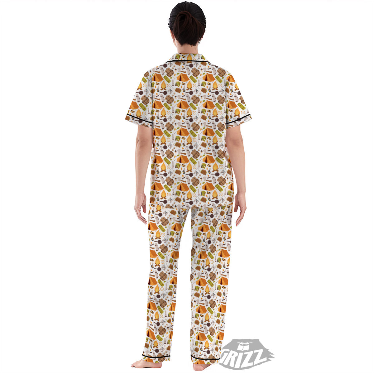 Fire Camping Print Pattern Women's Pajamas Set-grizzshop