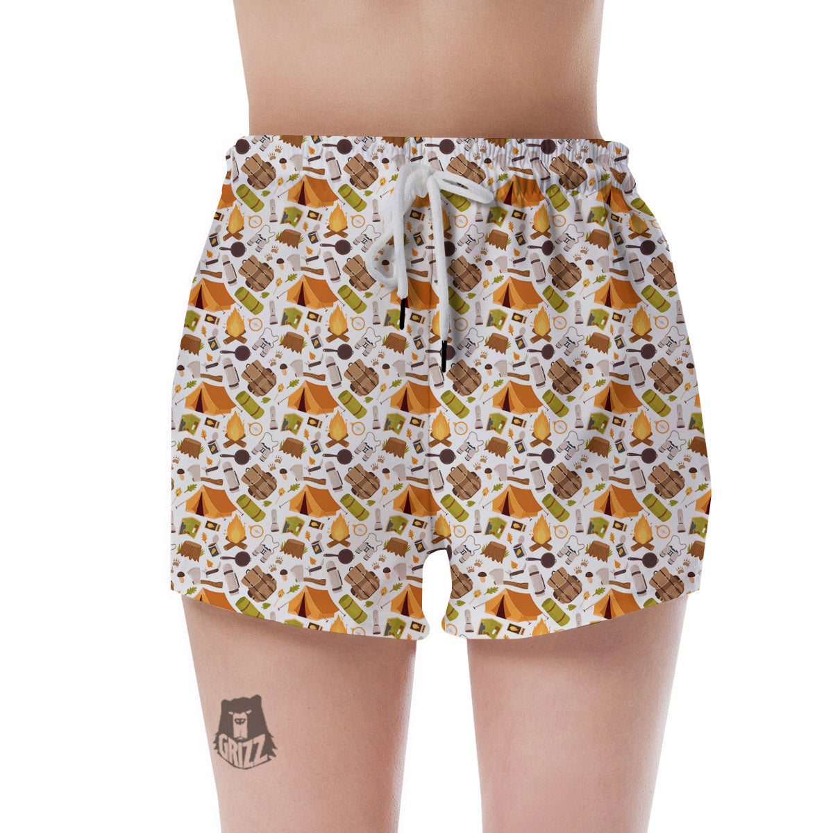 Fire Camping Print Pattern Women's Shorts-grizzshop