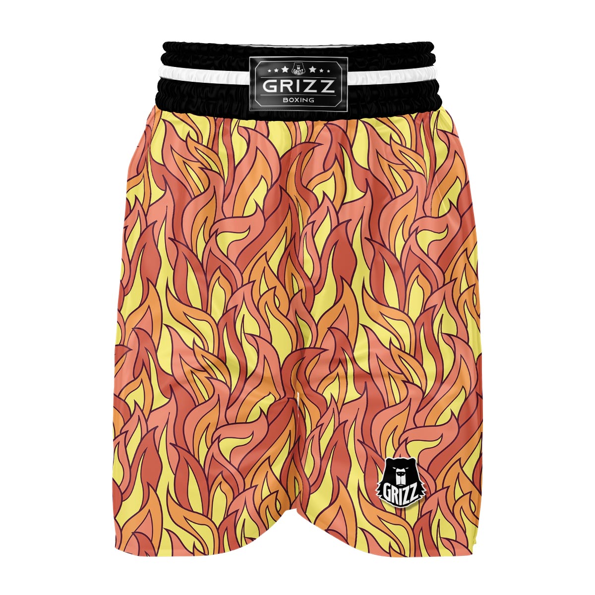 Fire Flame Pattern Print Boxing Shorts-grizzshop