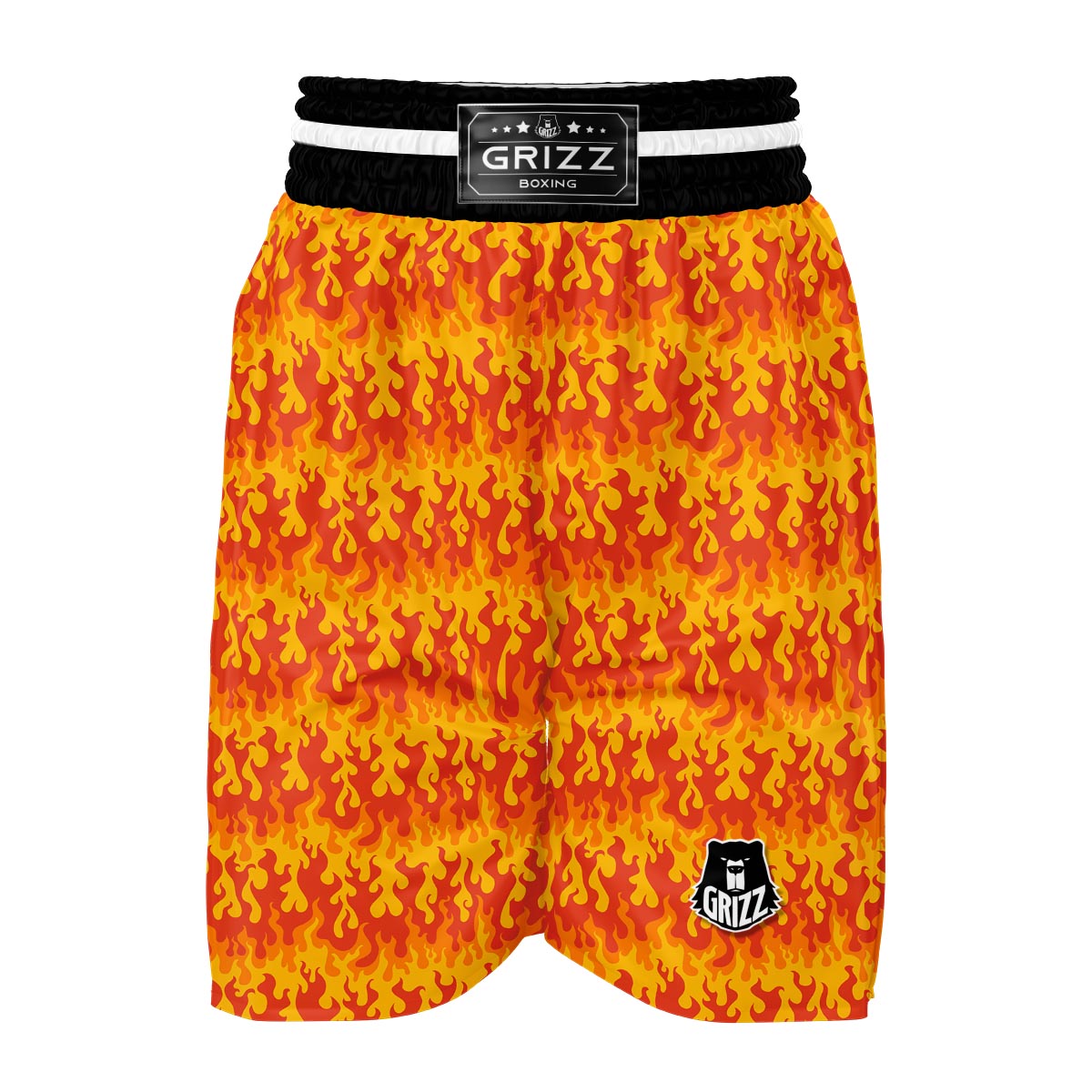 Fire Flame Print Pattern Boxing Shorts-grizzshop