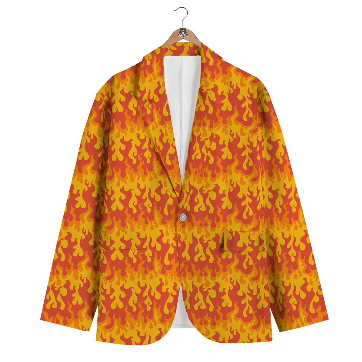 Fire Flame Print Pattern Men's Blazer-grizzshop