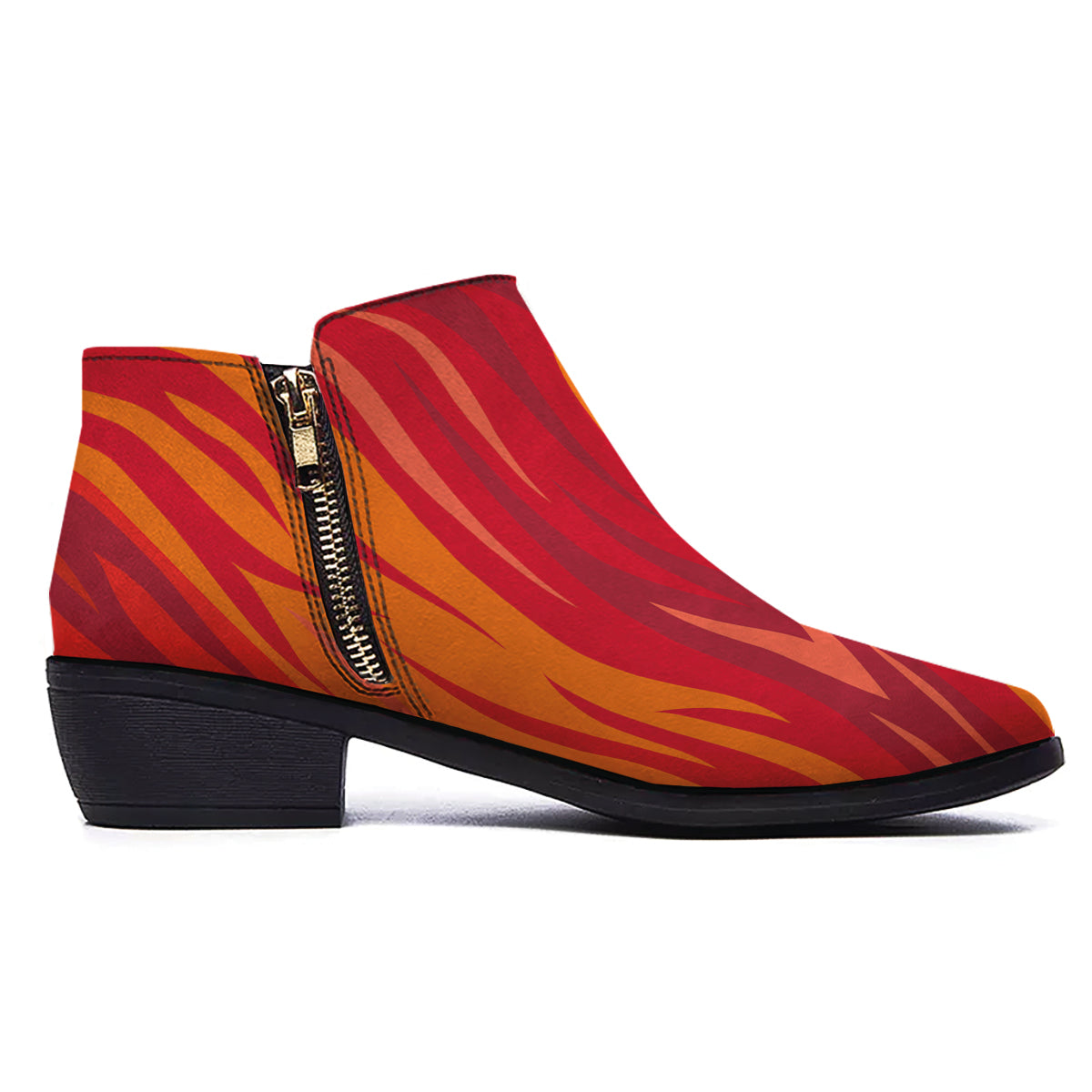 Fire In Hell Print Pattern Ankle Boots-grizzshop