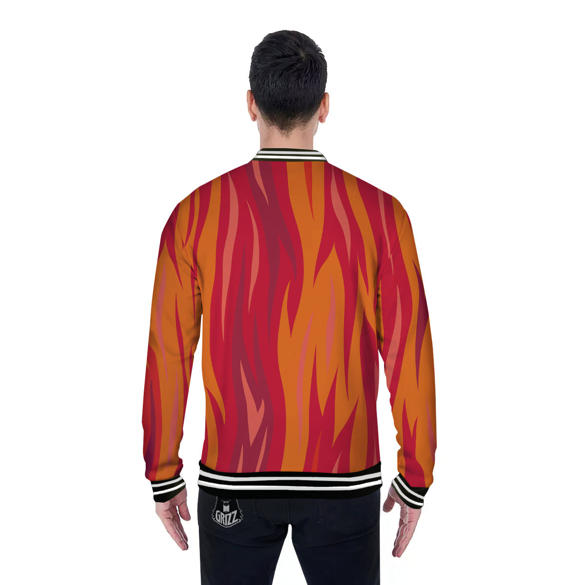 Fire In Hell Print Pattern Baseball Jacket-grizzshop